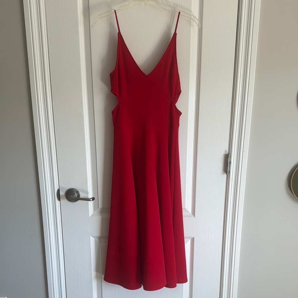 She + Sky Red Dress with Cutouts